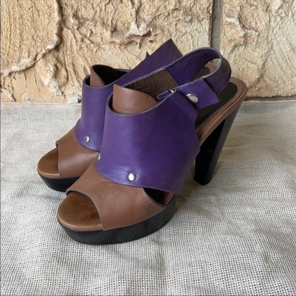 Marni Platform Purple & Taupe  Perp Toe sandal heels sienna Size 35 - Picture 6 of 13